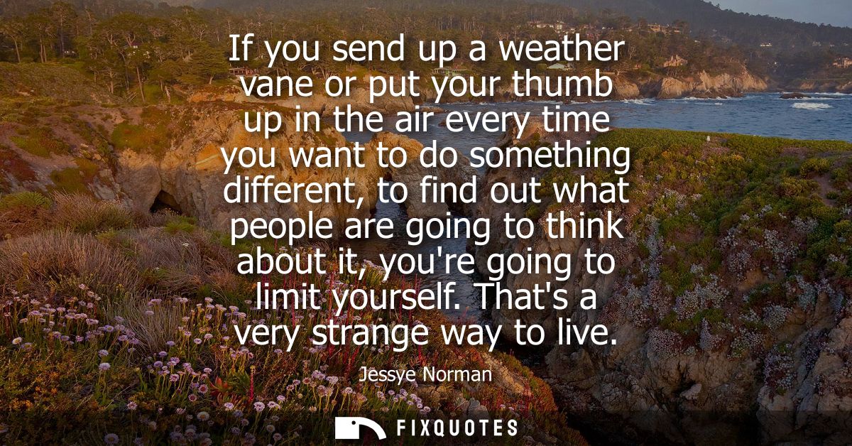 If you send up a weather vane or put your thumb up in the air every time you want to do something different, to find out