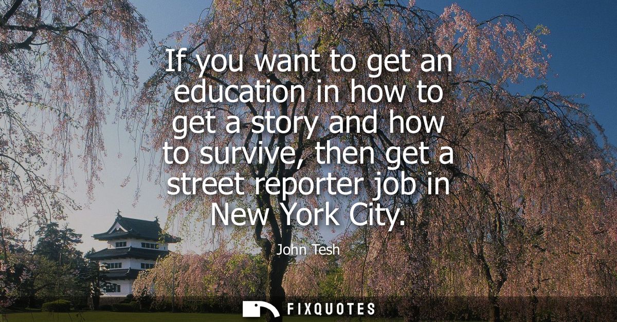 If you want to get an education in how to get a story and how to survive, then get a street reporter job in New York Cit