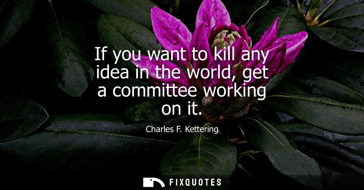 If you want to kill any idea in the world, get a committee working on it