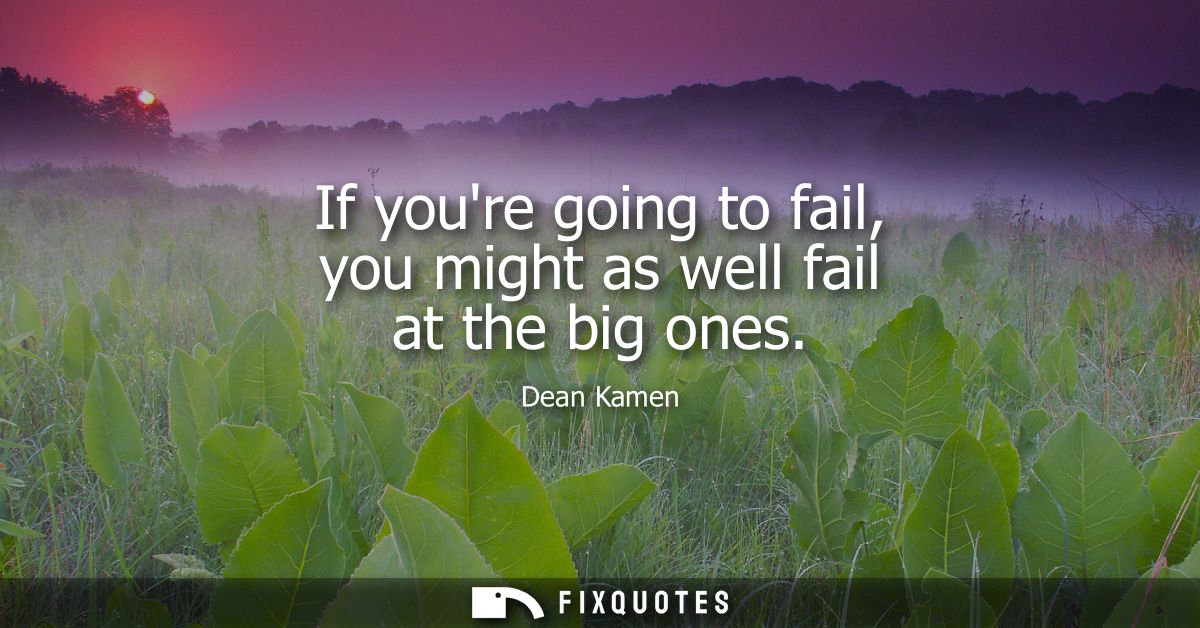 If youre going to fail, you might as well fail at the big ones
