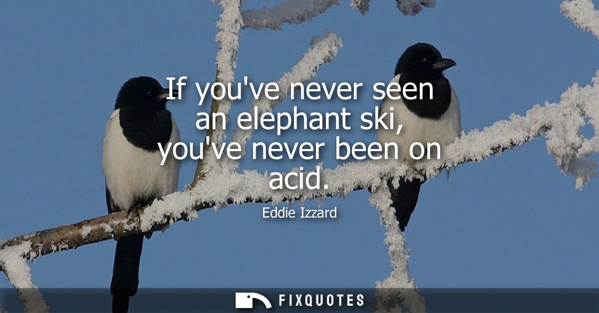 If youve never seen an elephant ski, youve never been on acid