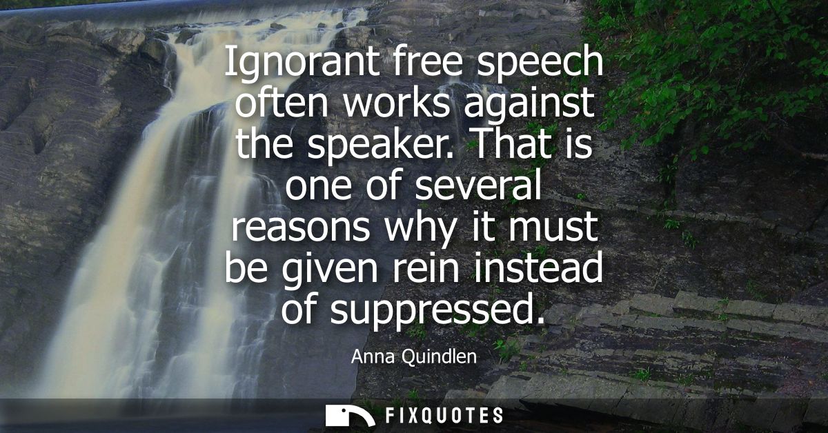 Ignorant free speech often works against the speaker. That is one of several reasons why it must be given rein instead o