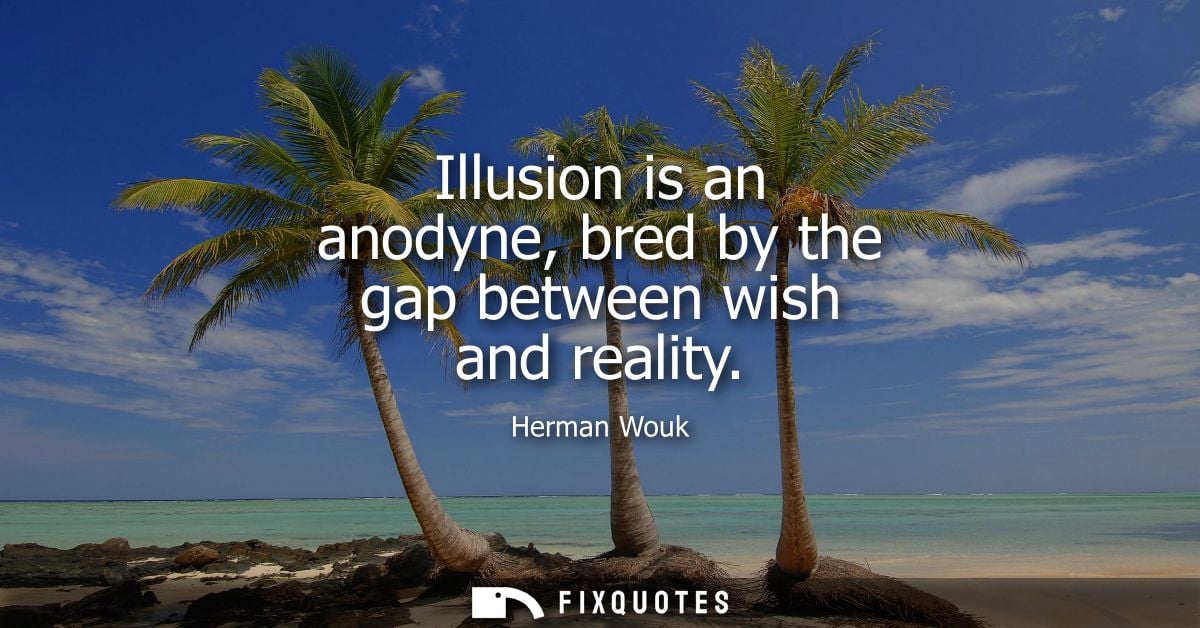 Illusion is an anodyne, bred by the gap between wish and reality