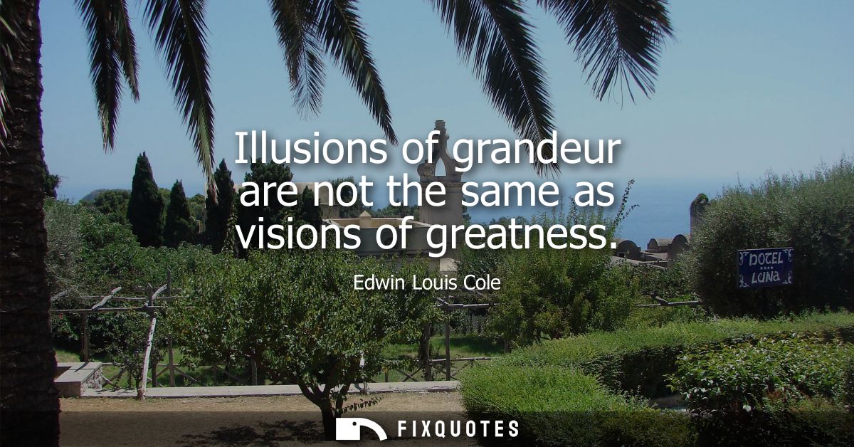 Illusions of grandeur are not the same as visions of greatness