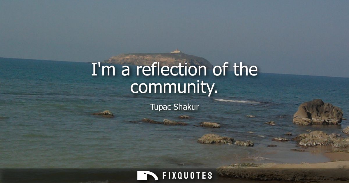Im a reflection of the community