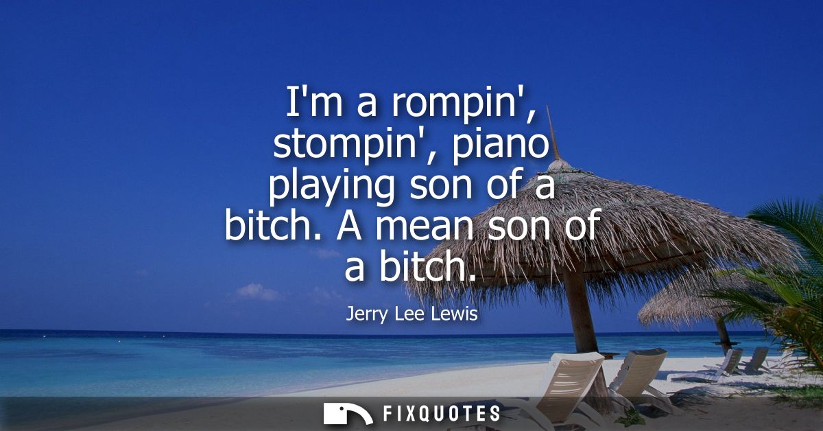 Im a rompin, stompin, piano playing son of a bitch. A mean son of a bitch