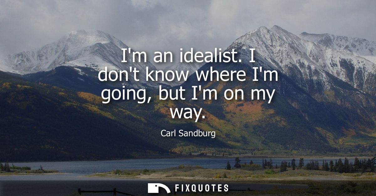Im an idealist. I dont know where Im going, but Im on my way