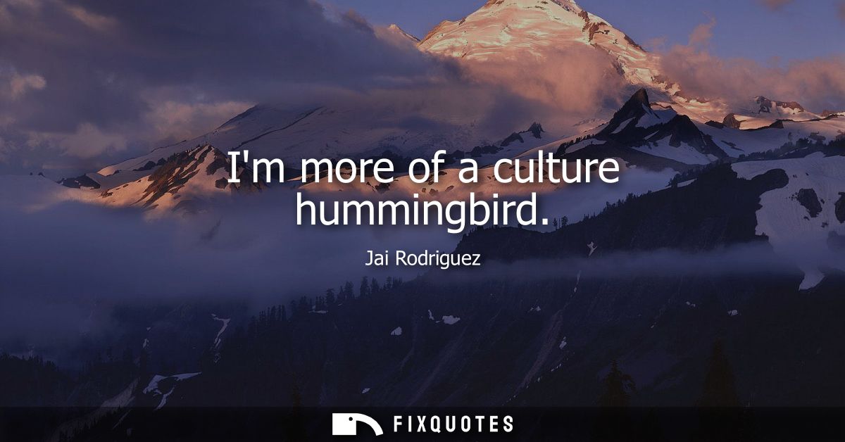 Im more of a culture hummingbird