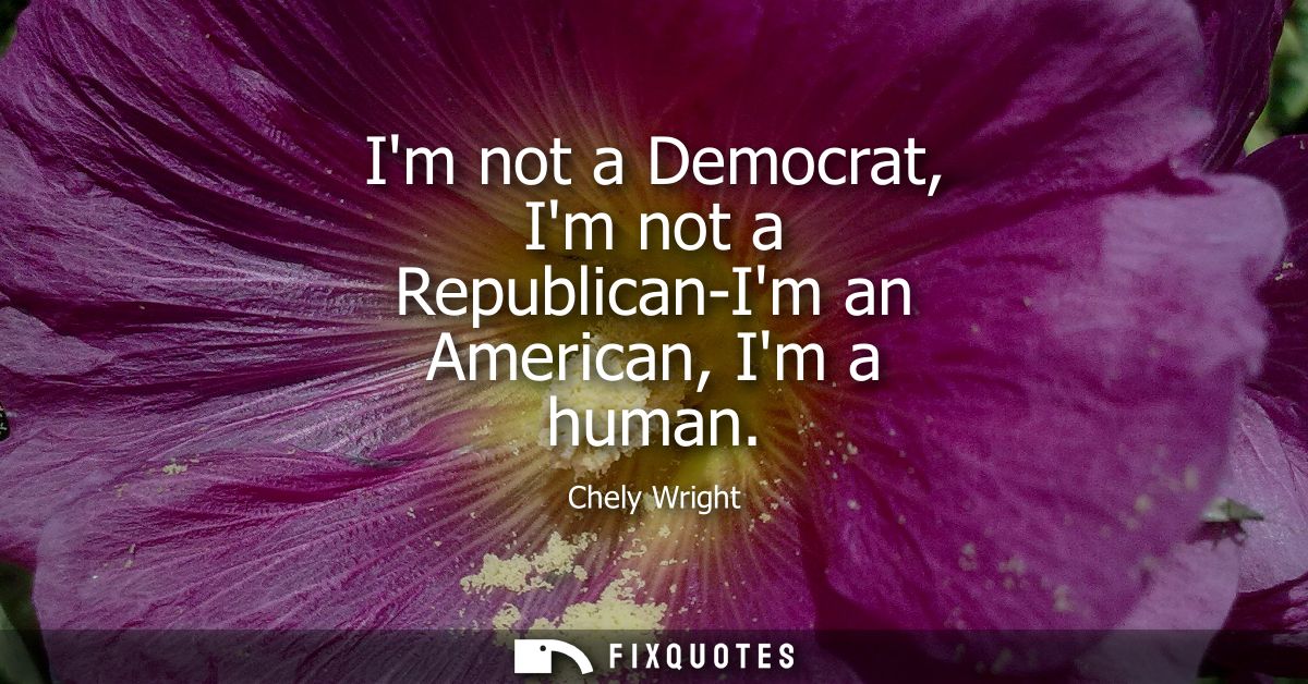 Im not a Democrat, Im not a Republican-Im an American, Im a human