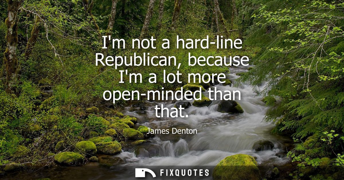 Im not a hard-line Republican, because Im a lot more open-minded than that
