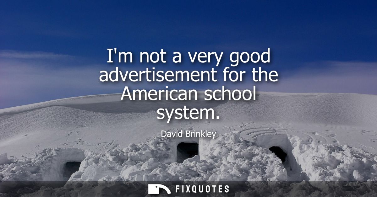 Im not a very good advertisement for the American school system