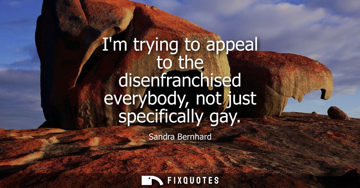 Im trying to appeal to the disenfranchised everybody, not just specifically gay