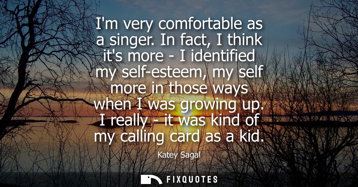 Im very comfortable as a singer. In fact, I think its more - I identified my self-esteem, my self more in those ways whe