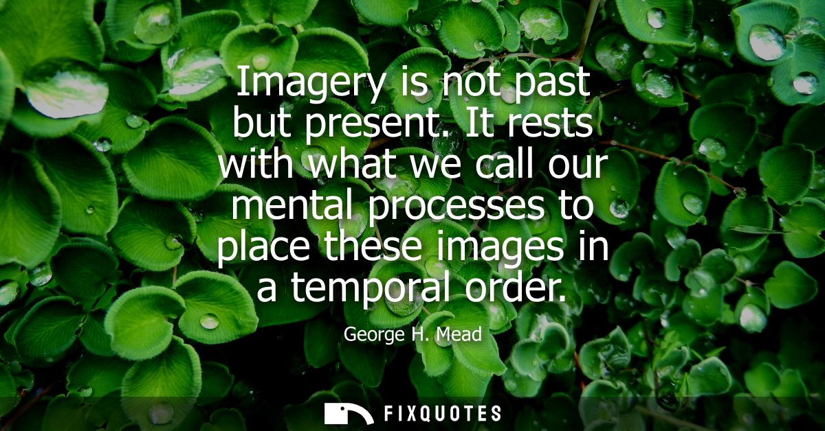 Imagery is not past but present. It rests with what we call our mental processes to place these images in a temporal ord