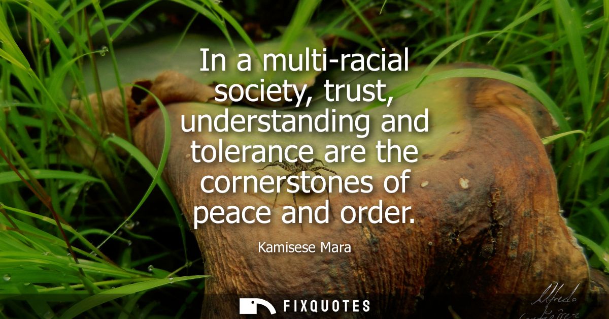 In a multi-racial society, trust, understanding and tolerance are the cornerstones of peace and order