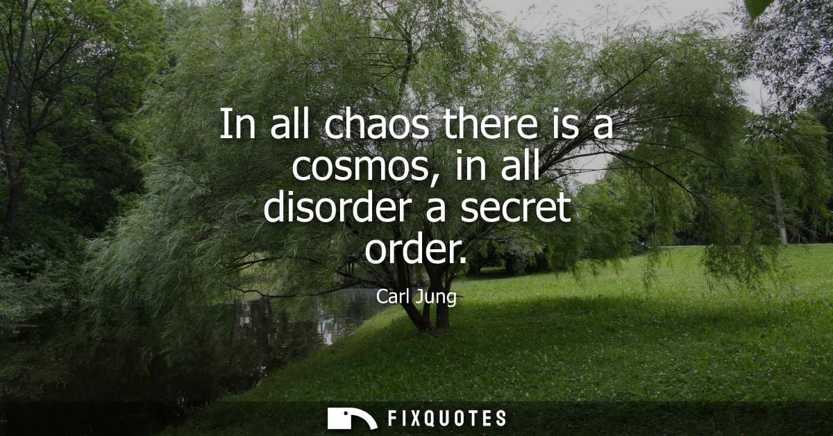 In all chaos there is a cosmos, in all disorder a secret order