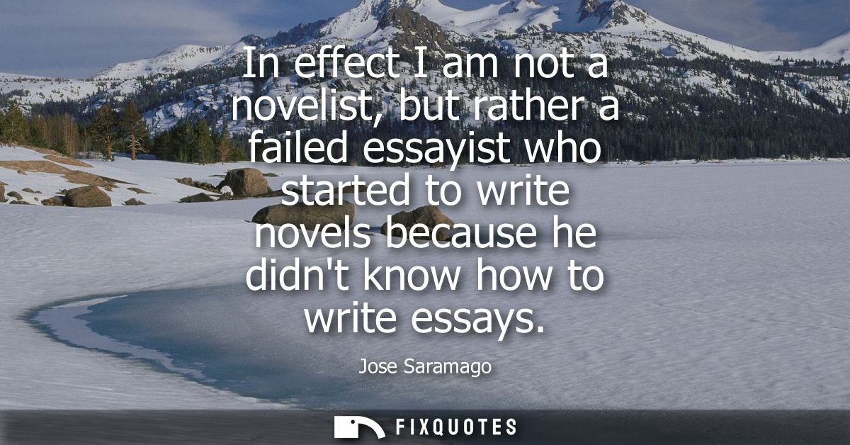 In effect I am not a novelist, but rather a failed essayist who started to write novels because he didnt know how to wri
