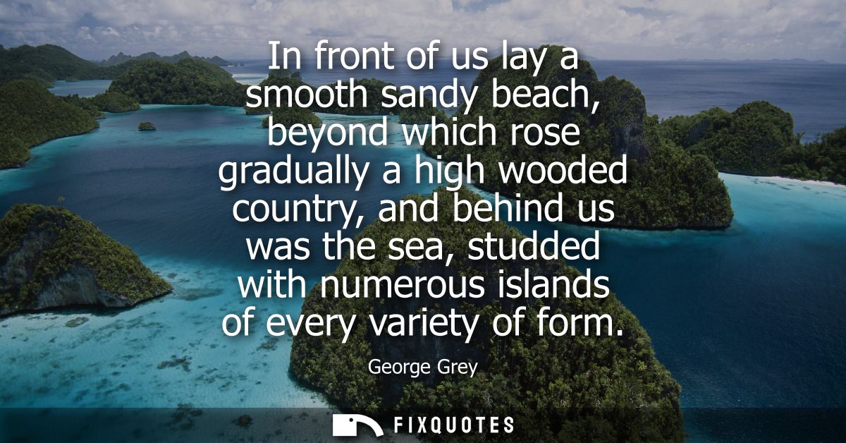 In front of us lay a smooth sandy beach, beyond which rose gradually a high wooded country, and behind us was the sea, s