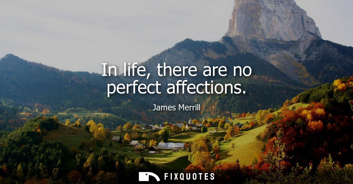 In life, there are no perfect affections - James Merrill