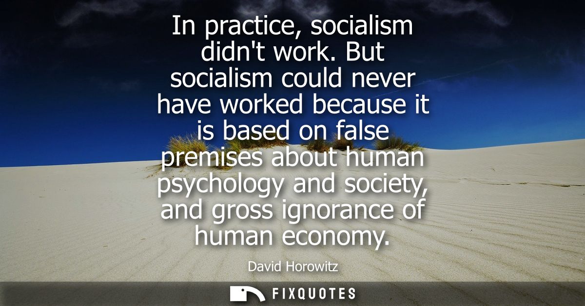 In practice, socialism didnt work. But socialism could never have worked because it is based on false premises about hum