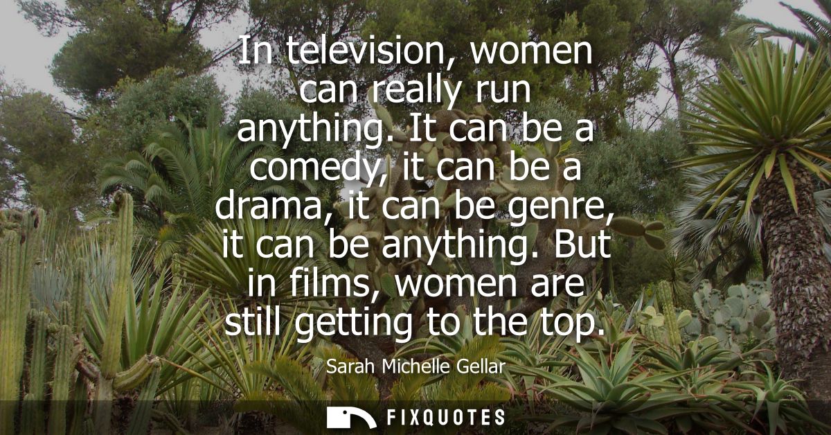 In television, women can really run anything. It can be a comedy, it can be a drama, it can be genre, it can be anything