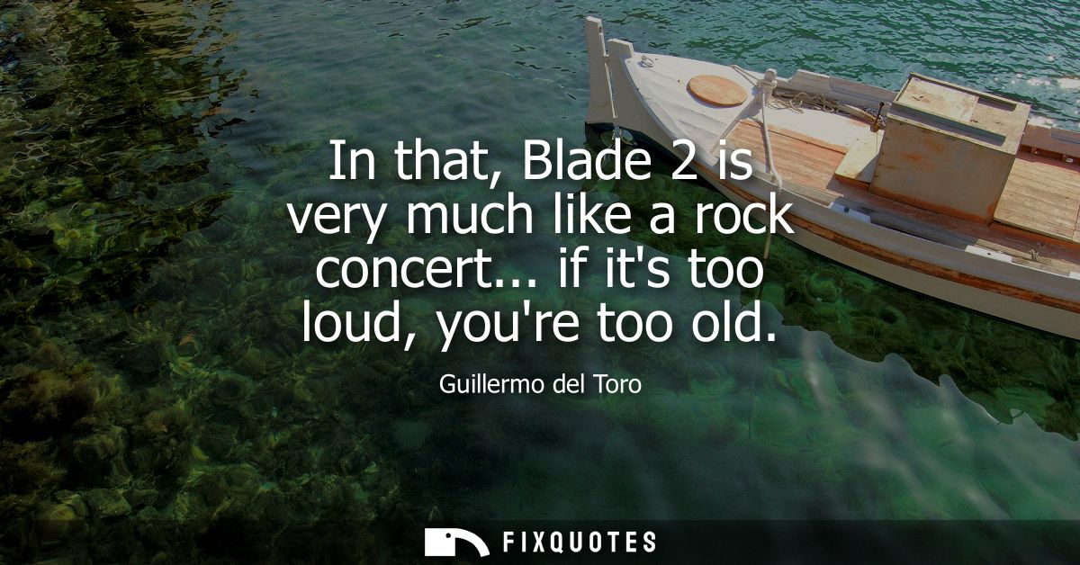 In that, Blade 2 is very much like a rock concert... if its too loud, youre too old