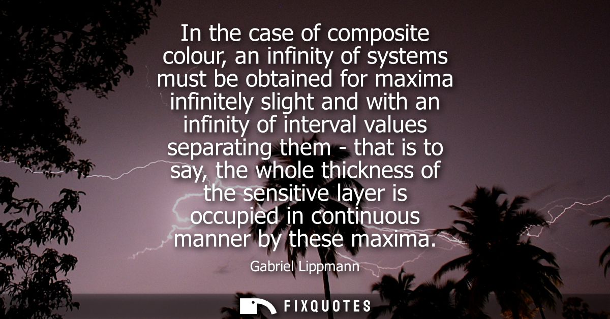 In the case of composite colour, an infinity of systems must be obtained for maxima infinitely slight and with an infini