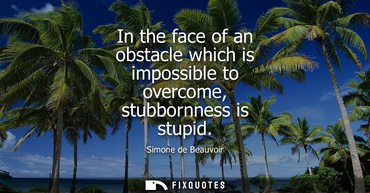 In the face of an obstacle which is impossible to overcome, stubbornness is stupid