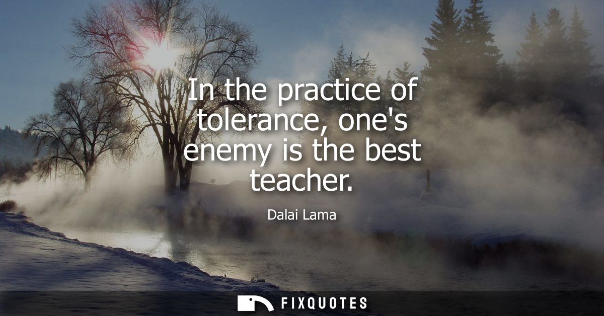 In the practice of tolerance, ones enemy is the best teacher