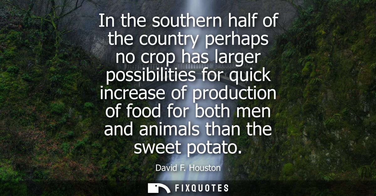 In the southern half of the country perhaps no crop has larger possibilities for quick increase of production of food fo