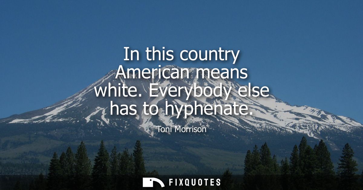 In this country American means white. Everybody else has to hyphenate