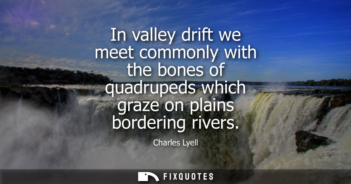 In valley drift we meet commonly with the bones of quadrupeds which graze on plains bordering rivers