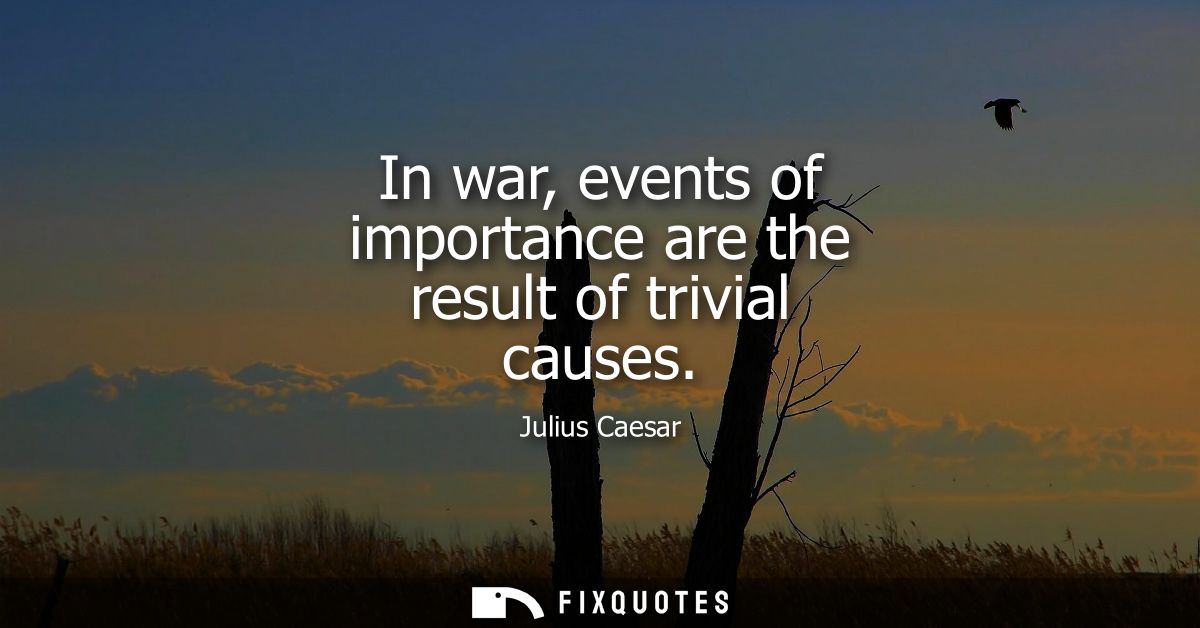 In war, events of importance are the result of trivial causes