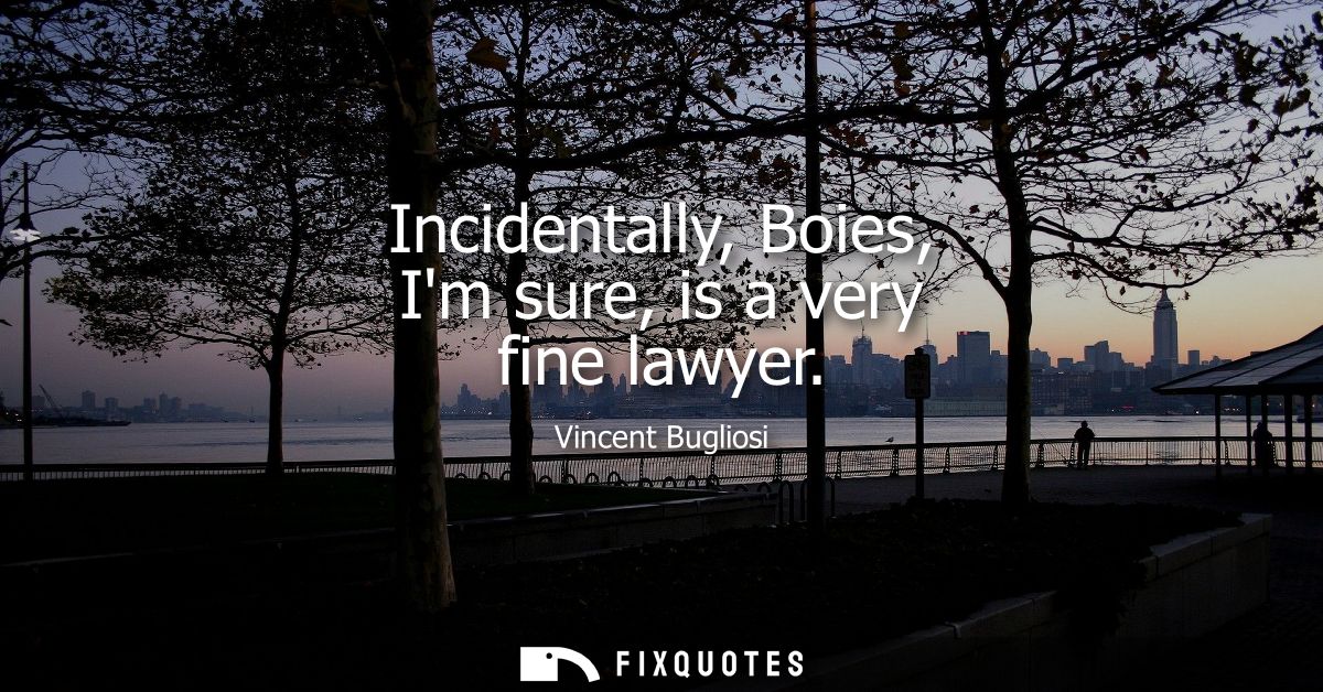 Incidentally, Boies, Im sure, is a very fine lawyer