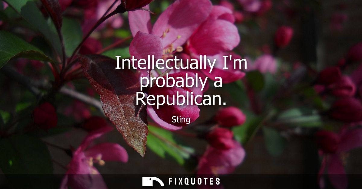 Intellectually Im probably a Republican