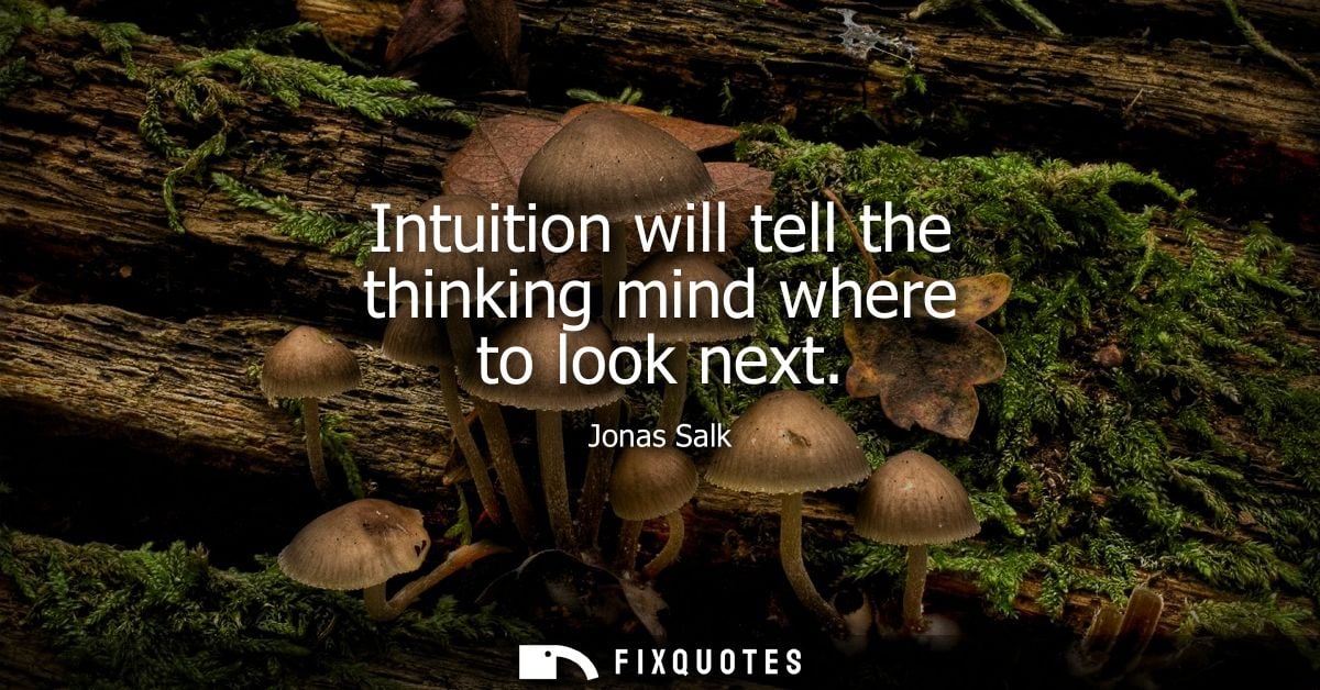Intuition will tell the thinking mind where to look next