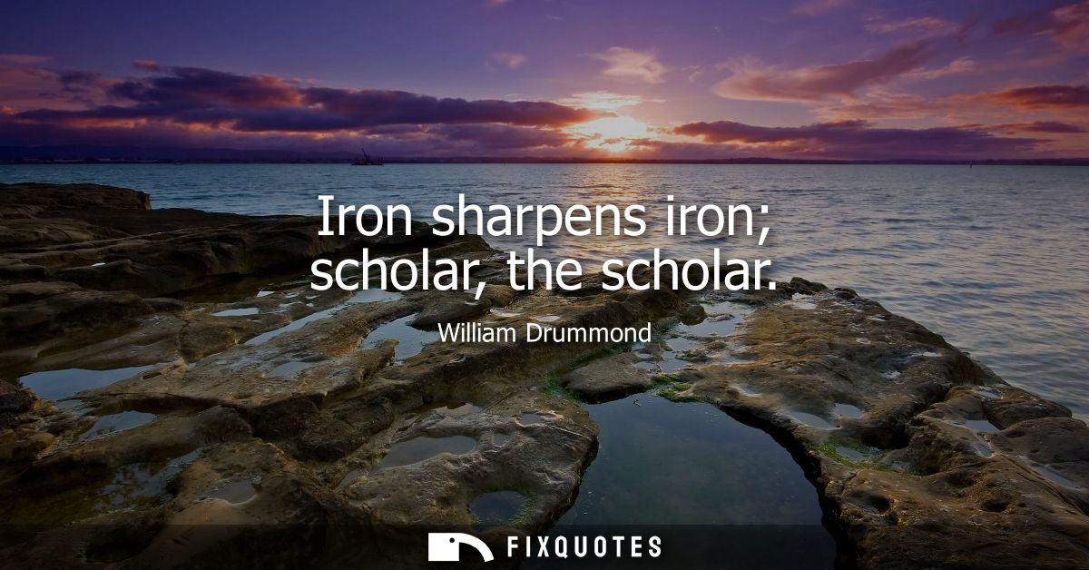 Iron sharpens iron scholar, the scholar