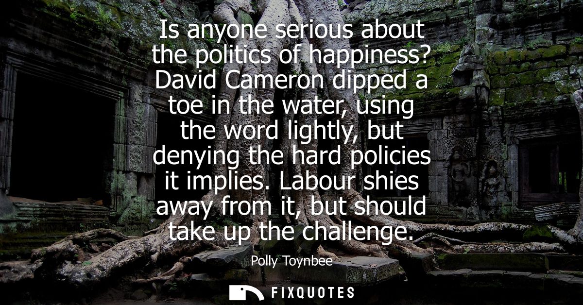 Is anyone serious about the politics of happiness? David Cameron dipped a toe in the water, using the word lightly, but 
