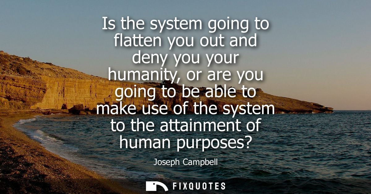 Is the system going to flatten you out and deny you your humanity, or are you going to be able to make use of the system
