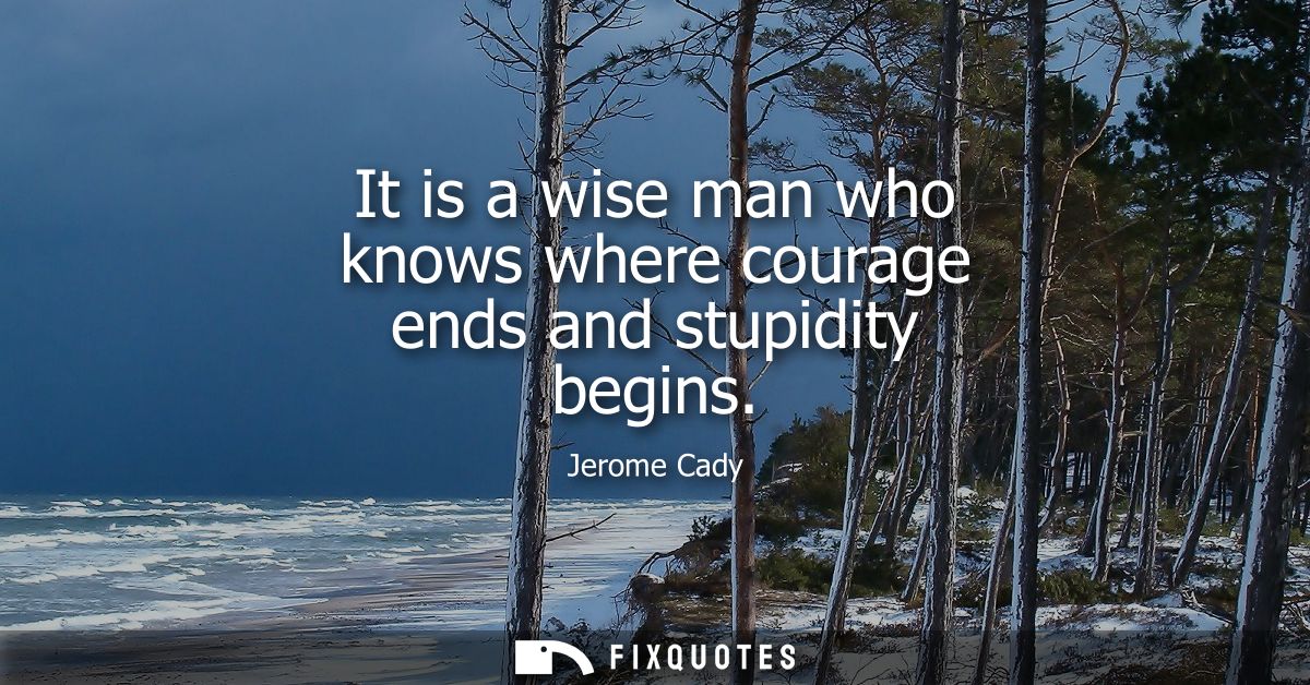 It is a wise man who knows where courage ends and stupidity begins
