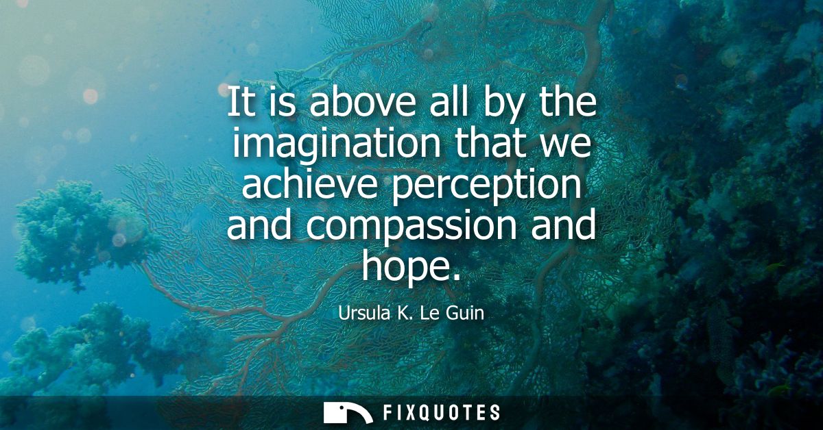 It is above all by the imagination that we achieve perception and compassion and hope