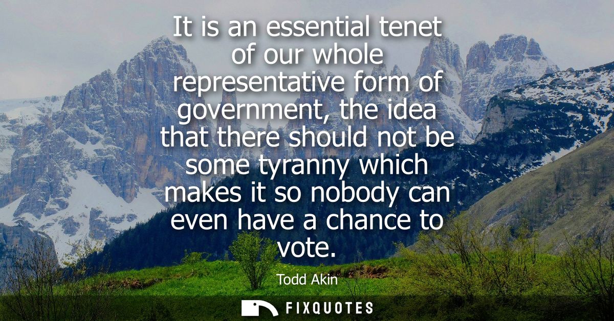 It is an essential tenet of our whole representative form of government, the idea that there should not be some tyranny 