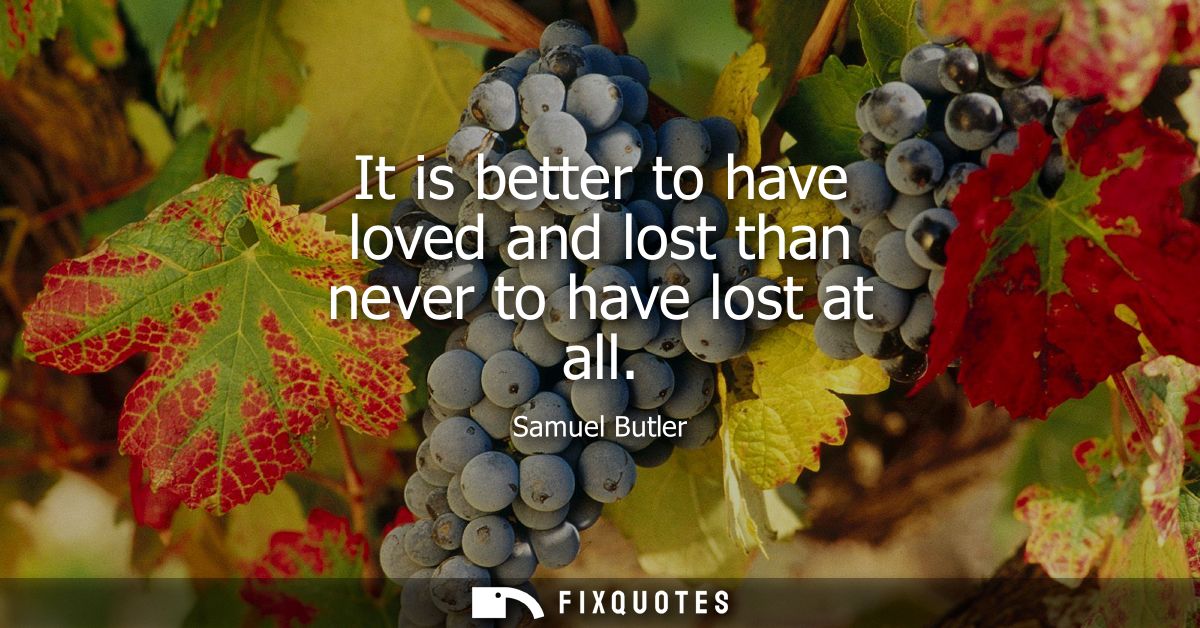 It is better to have loved and lost than never to have lost at all