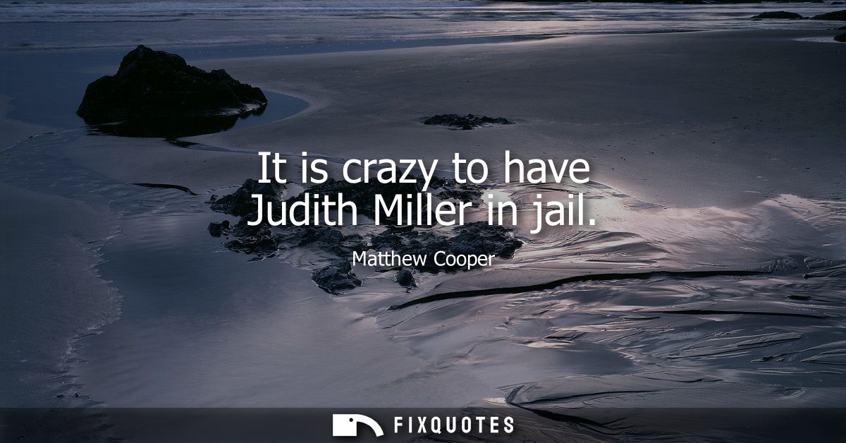 It is crazy to have Judith Miller in jail