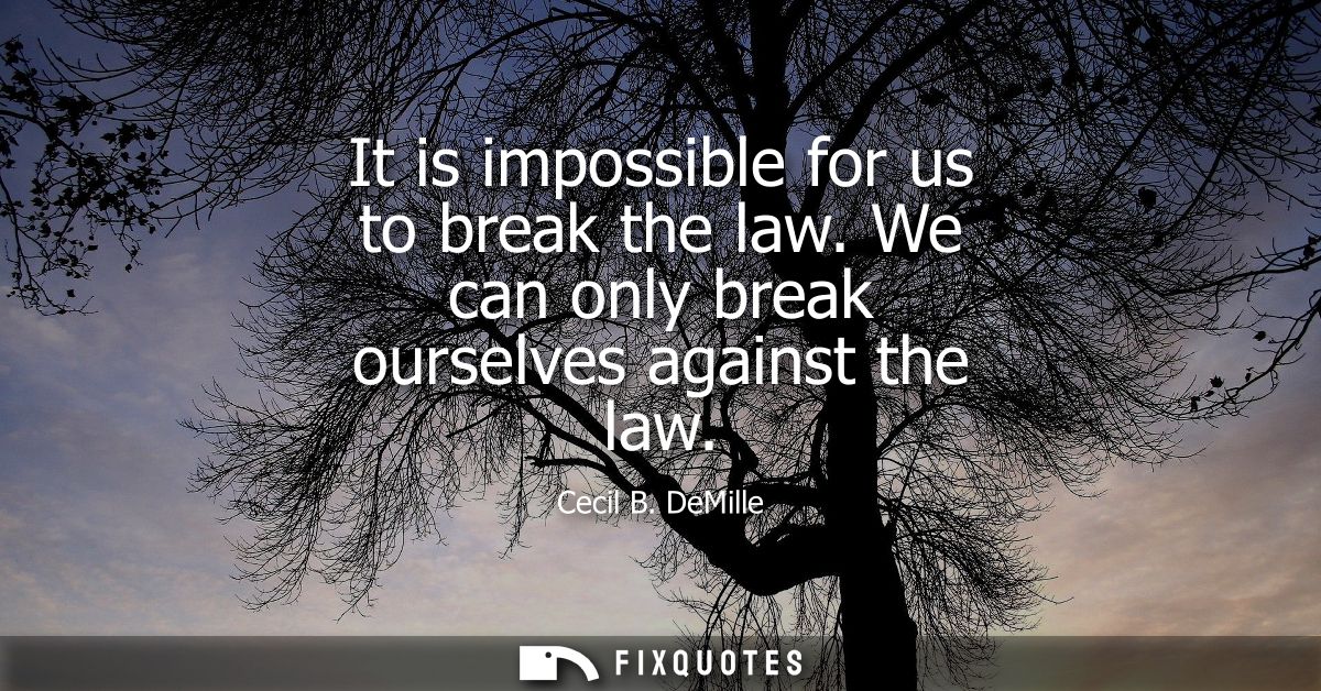 It is impossible for us to break the law. We can only break ourselves against the law
