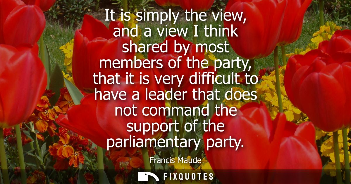 It is simply the view, and a view I think shared by most members of the party, that it is very difficult to have a leade