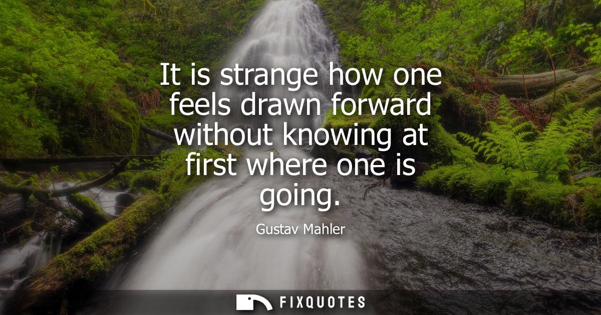 It is strange how one feels drawn forward without knowing at first where one is going