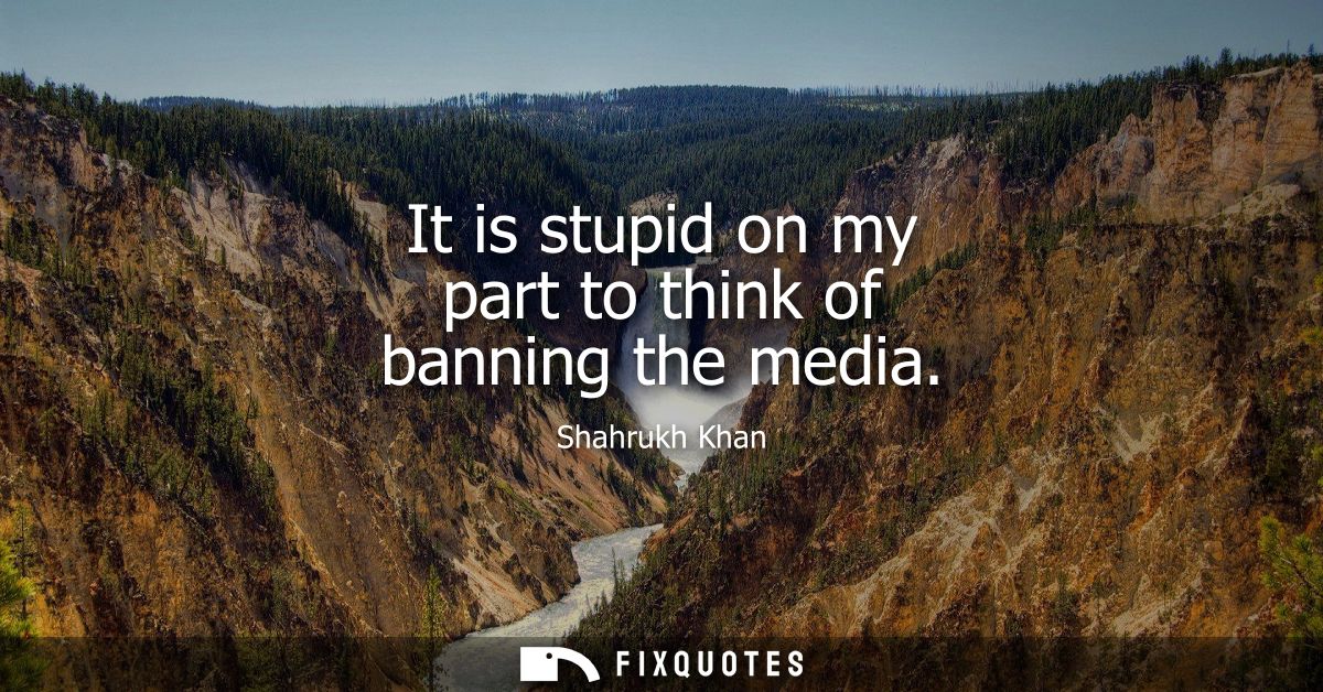 It is stupid on my part to think of banning the media