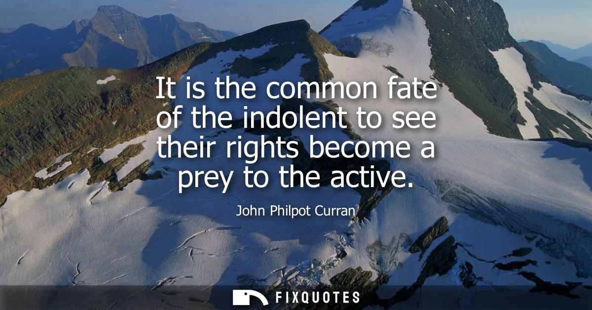 It is the common fate of the indolent to see their rights become a prey to the active