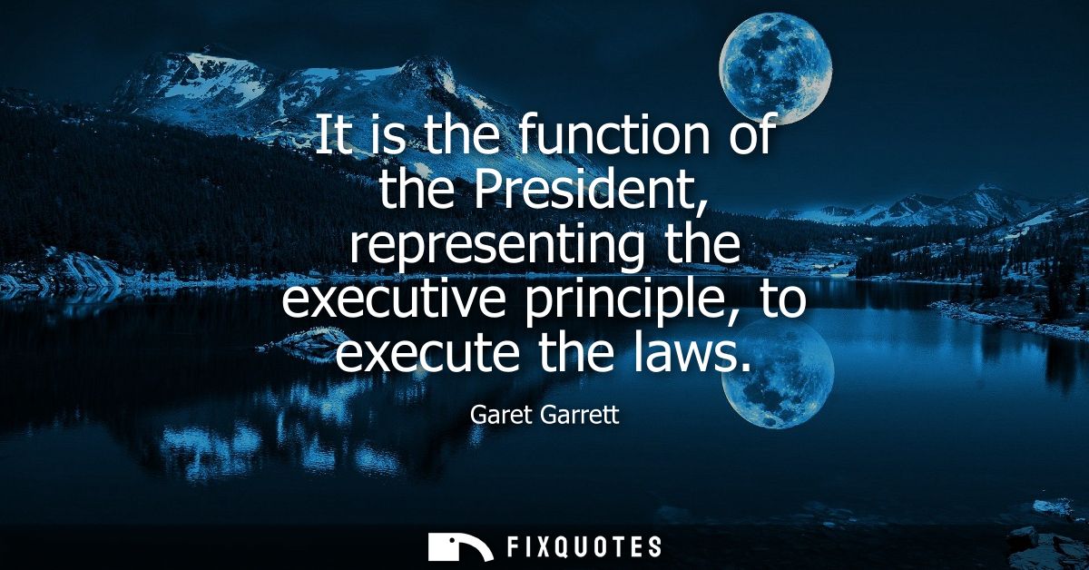 It is the function of the President, representing the executive principle, to execute the laws